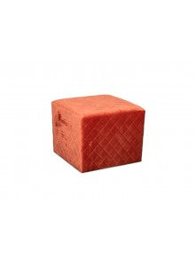 CUBIC STOOL WITH QUILTED VELVET - CORAL - 41X41X41CM - Giftworks