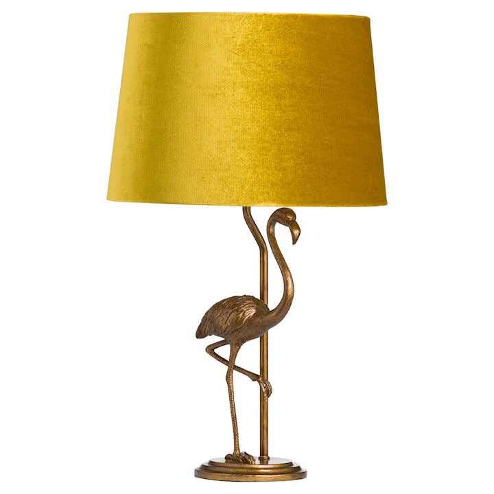 Gold Flamingo Lamp With Mustard Shade
