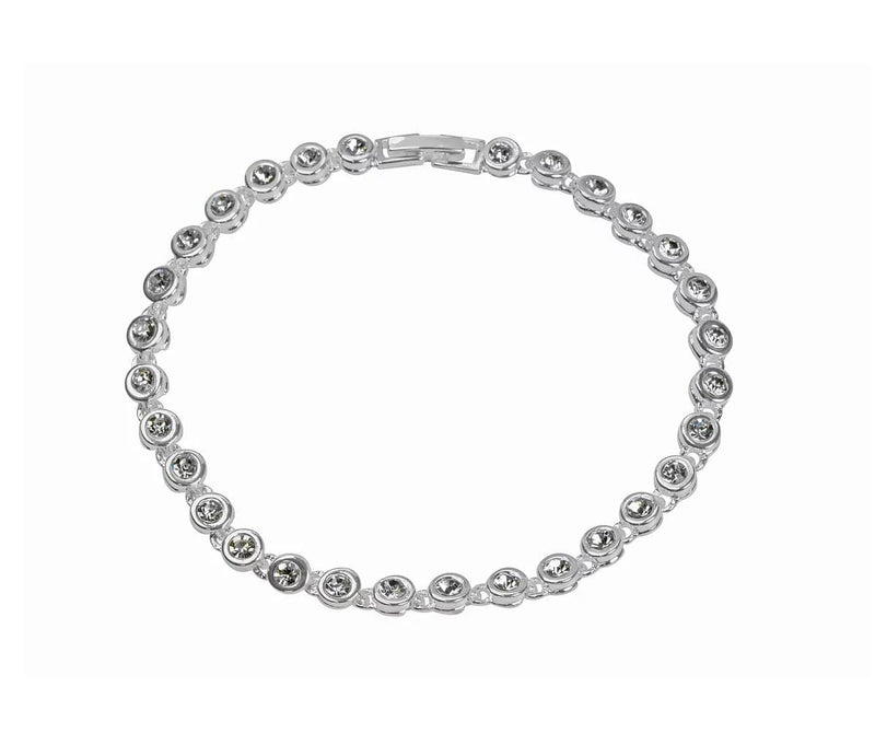 Rhodium Circular Crystal Clasp Bracelet (IBRA1210) - Giftworks