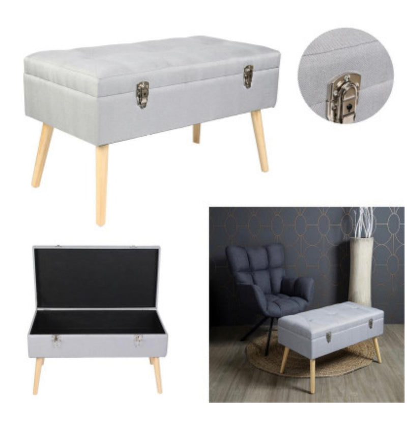 Light Grey Suitcase Bench With Storage