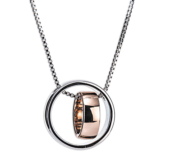 SILVER AND ROSE GOLD RING PENDANT - Giftworks