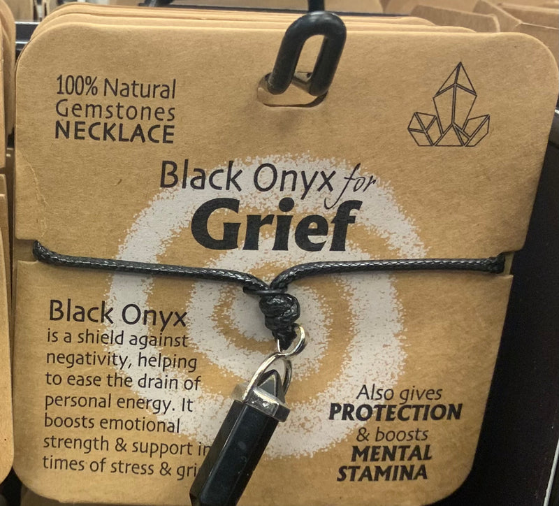 BLACK ONYX FOR GRIEF GEMSTONE NECKLACE - Giftworks