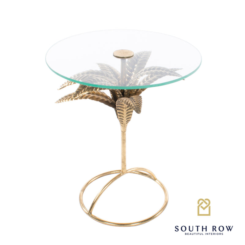Azure leaf accent table round gold