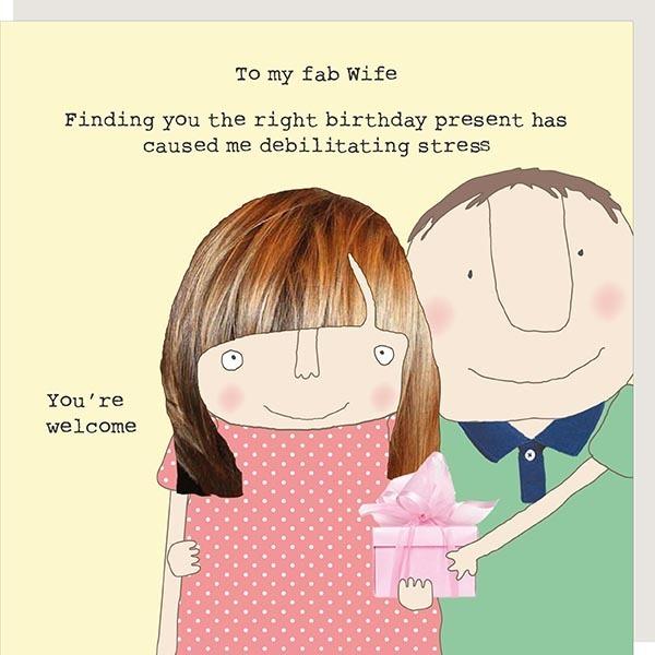 Wife Stress Birthday Greetings Card by Rosie Made a Thing - Giftworks