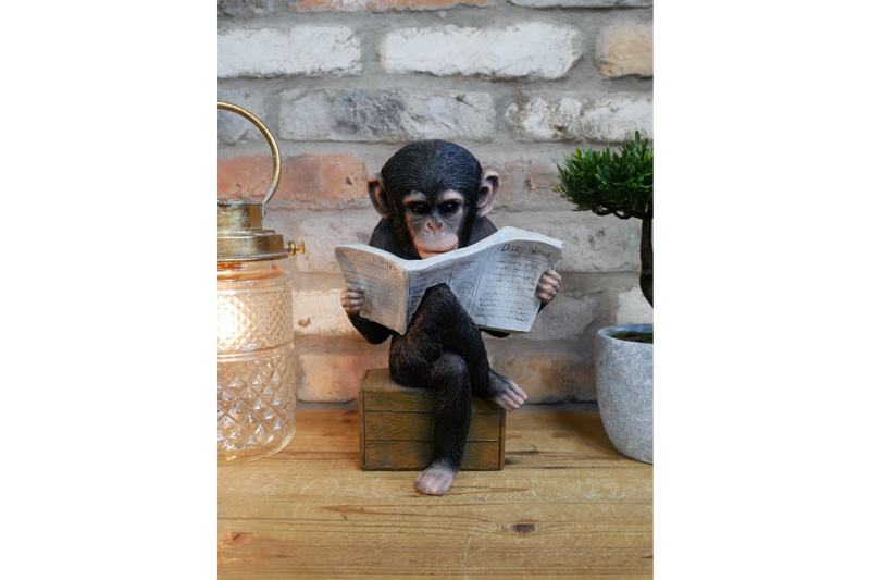 Monkey Reading The News Ornament - Giftworks