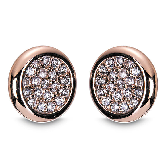ROSE GOLD DIAMANTE ROUND EARRINGS - Giftworks