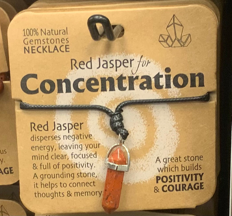 RED JASPER FOR CONCENTRATION GEMSTONE NECKLACE - Giftworks