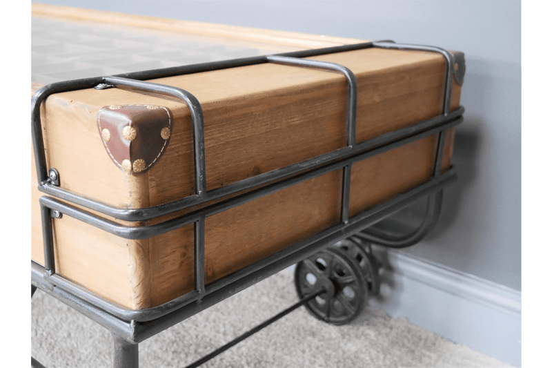 Industrial Furniture Rustic Vintage Trunk Style Coffee Table - Giftworks
