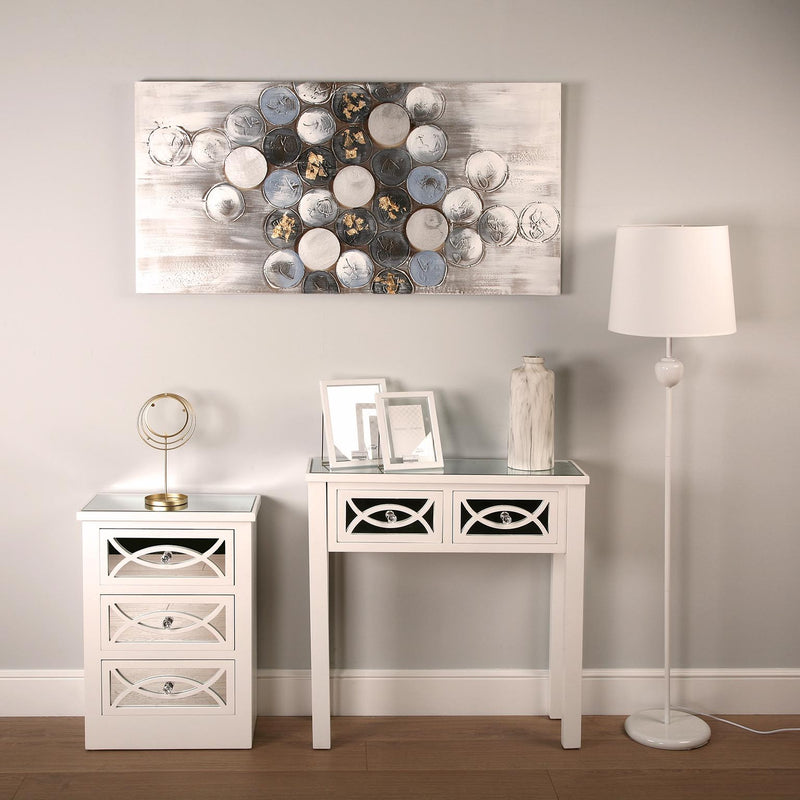 Miska 2 Drawer White Mirrored Console Table (Pre Order For June 2021) - Giftworks