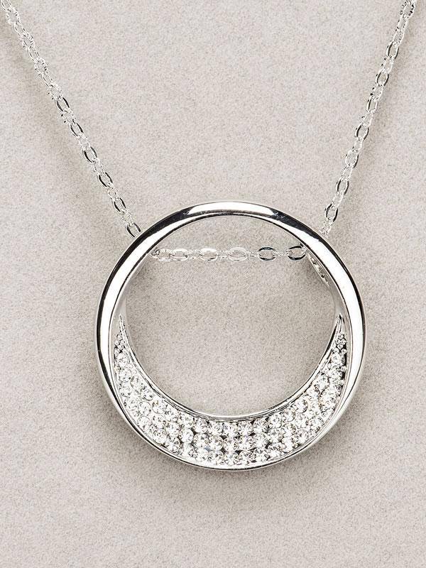 Newgrange Living Silver Half Moon Diamante Pendant - Giftworks