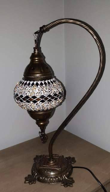 Brown Diamond Swan Neck Turkish Moroccan Handmade Mosaic Lamp - Giftworks