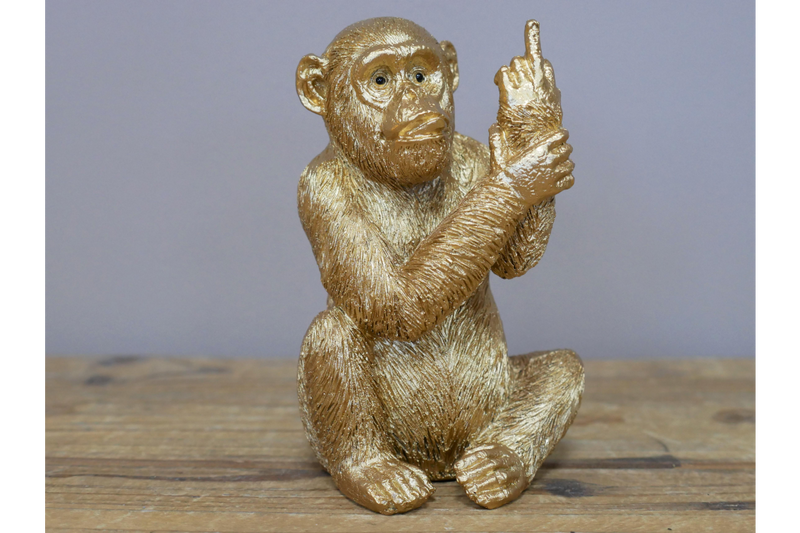 Small Gold Rude Monkey Ornament