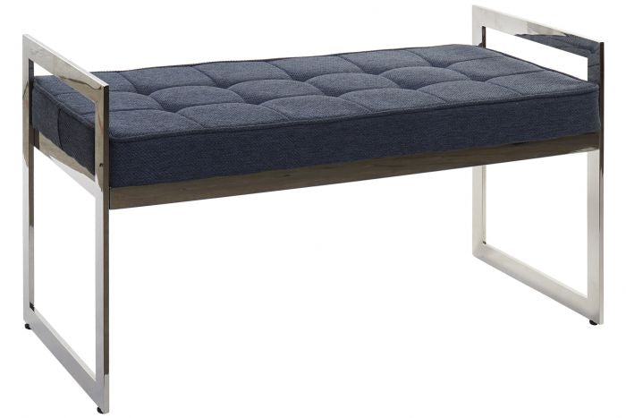 Home Decor Blue Polyester Steel Furniture Bench  (97 x 46 x 57 cm) - Giftworks