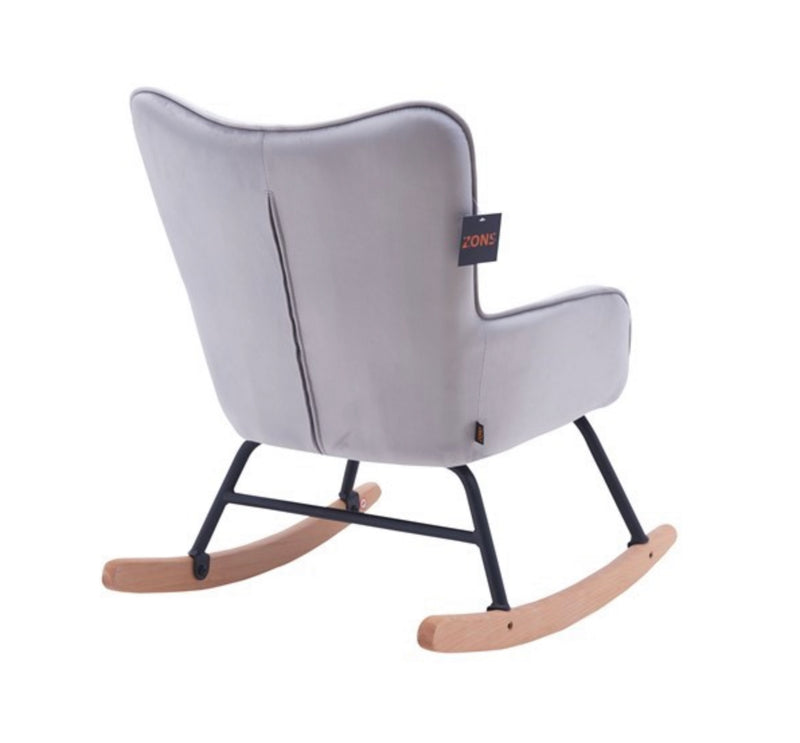 Grey Velvet Rocking Kids Chair