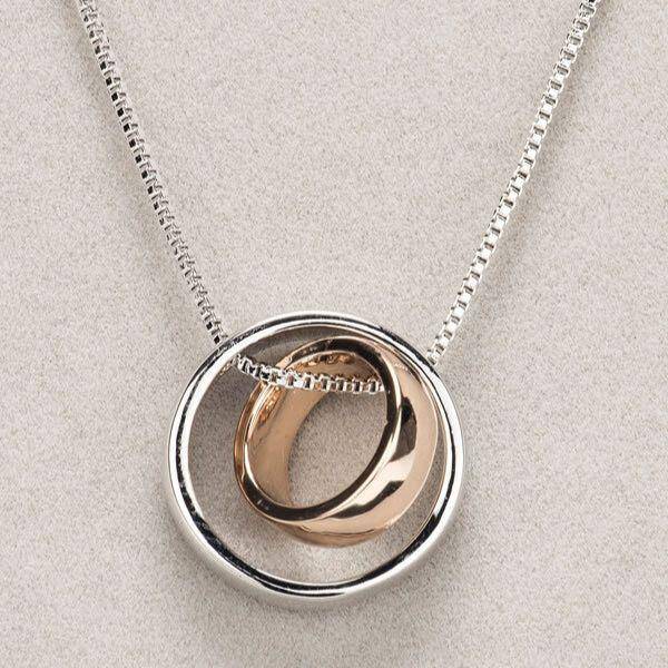 Newgrange Living Silver & Rose Gold Ring Pendant - Giftworks