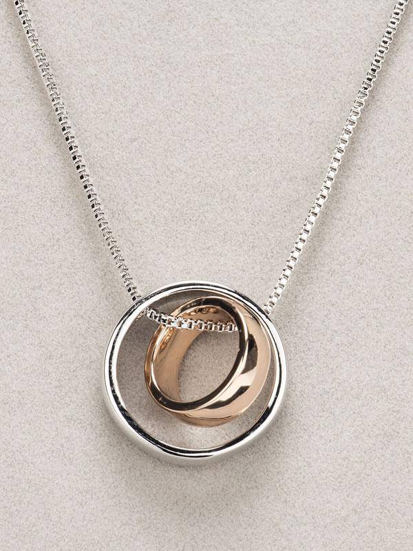 Newgrange Living Silver & Rose Gold Ring Pendant - Giftworks