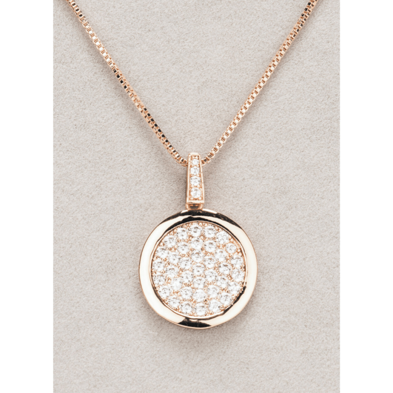 Newgrange Living – Rose Gold or Silver Round Diamante Pendant - Giftworks