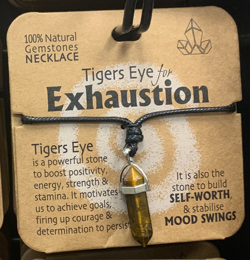 TIGERS EYE FOR EXHAUSTION GEMSTONE NECKLACE - Giftworks