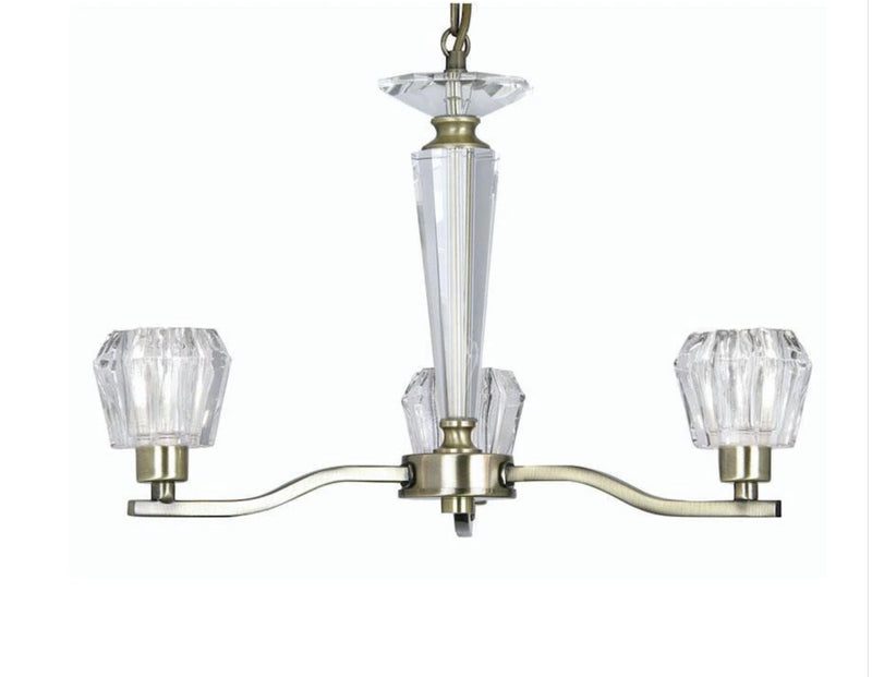 Vita 3 Light Antique Brass Pendant Ceiling Light 1857/3 AB - Giftworks