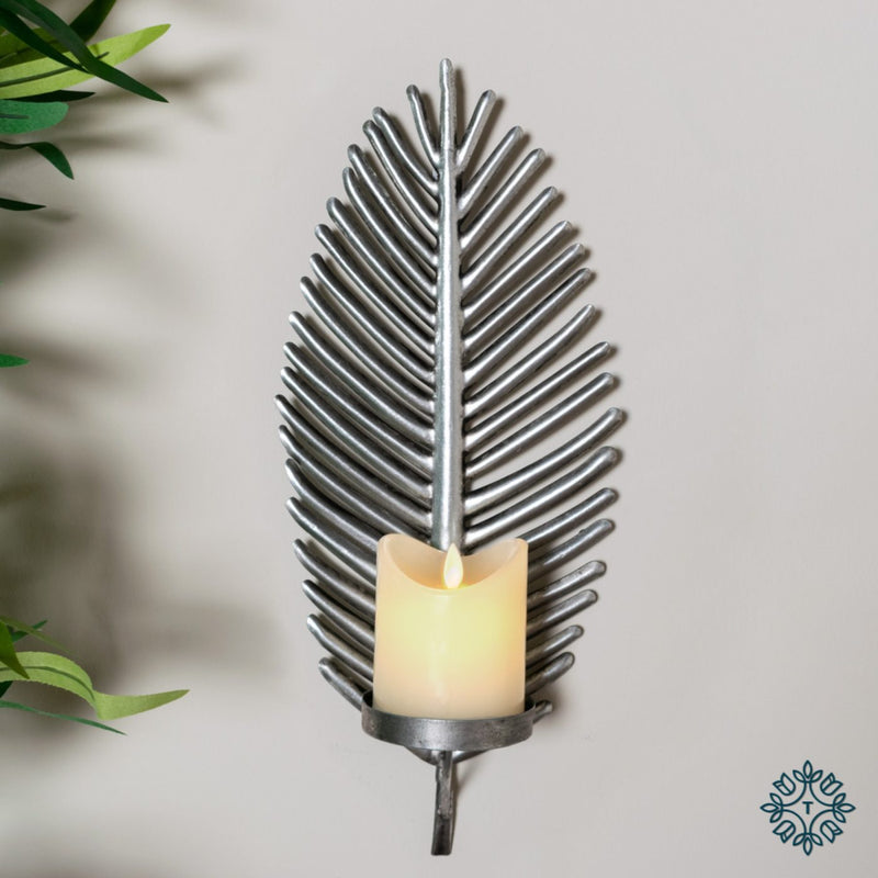 Leaf Wall Candle Holders Silver
