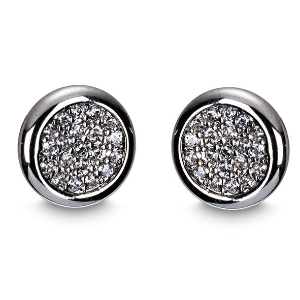 SILVER DIAMANTE ROUND EARRINGS - Giftworks