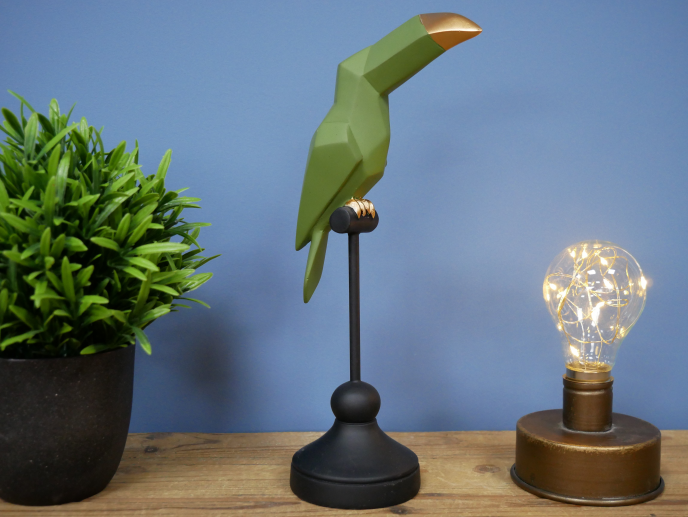 Green Bird On Stand - Giftworks