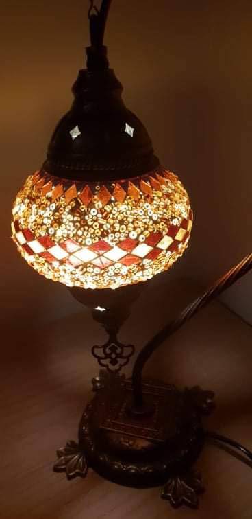 Brown Diamond Swan Neck Turkish Moroccan Handmade Mosaic Lamp - Giftworks