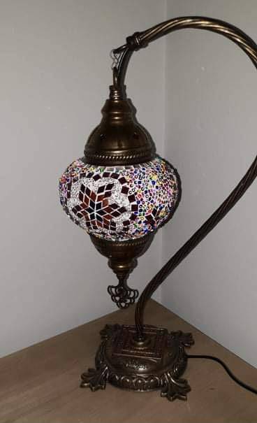 Multi Colour Star Swan Neck Turkish Moroccan Handmade Mosaic Lamp - Giftworks