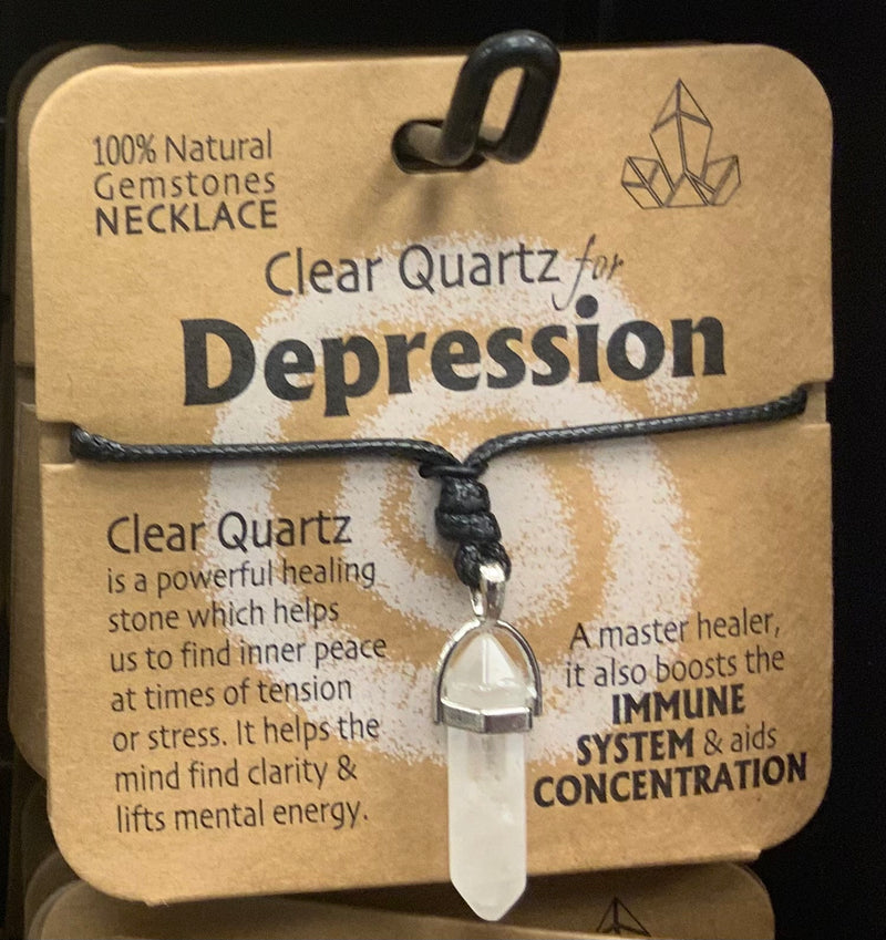 CLEAR QUARTZ FOR DEPRESSION GEMSTONE NECKLACE - Giftworks