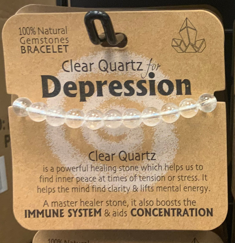 CLEAR QUARTZ FOR DEPRESSION GEMSTONE BRACELET - Giftworks