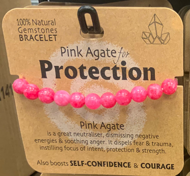 PINK AGATE FOR PROTECTION GEMSTONE BRACELET - Giftworks