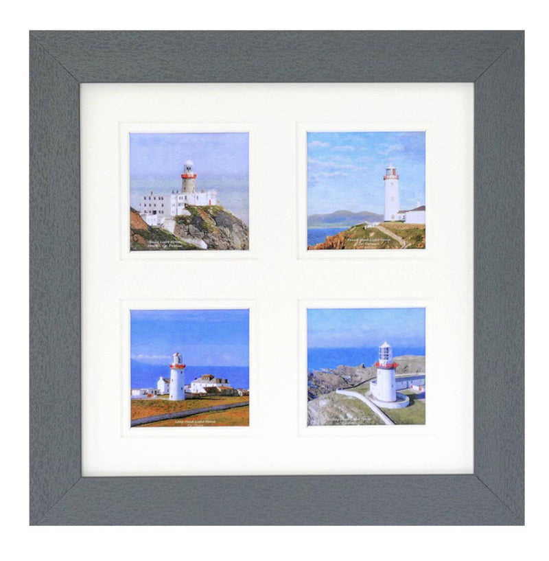 Picture with lighthouse (4 Irish Lighthouses Double mounted 16"x16") - Giftworks