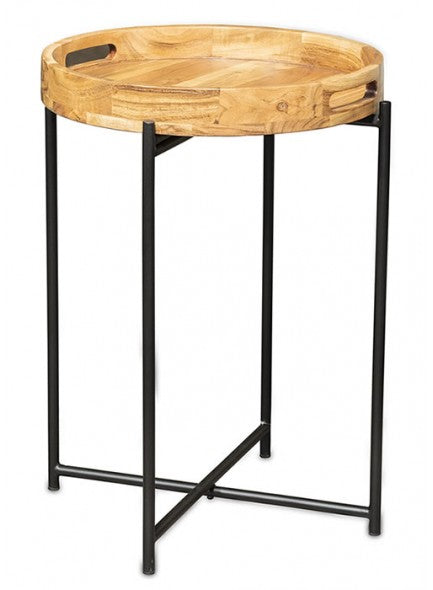 ARTMODA SIDE TABLE WITH ACACIA WOOD TRAY - Giftworks