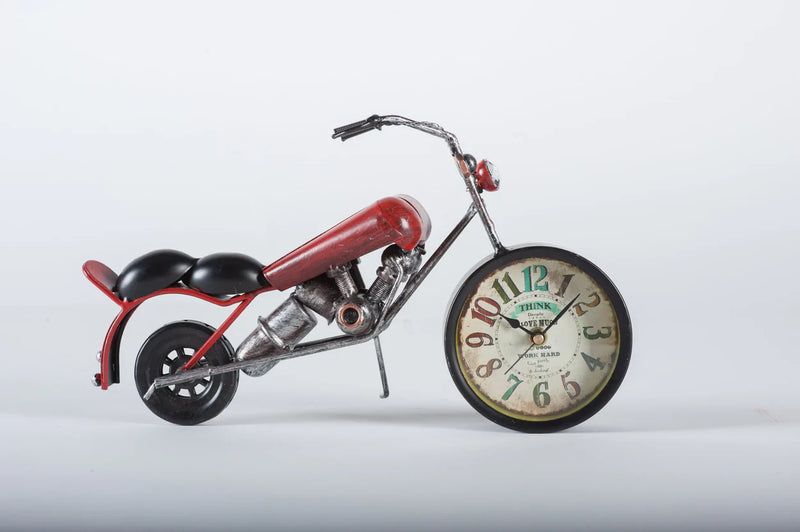 Clock Vintage Motor Bike Red - Giftworks